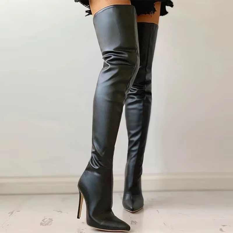 Hohe Stiefel 11 cm Damen Schwarz neue Ansicht