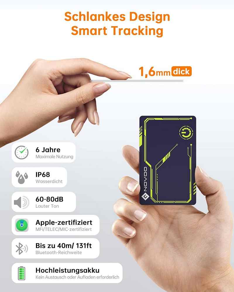 NOVOO Air Tag Karte - Technische Daten