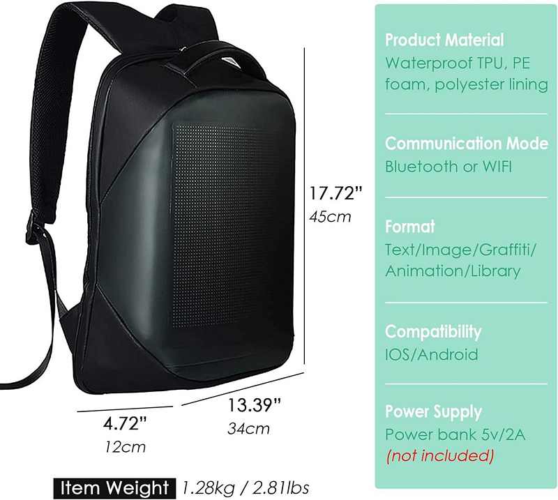 RGA LED-Rucksack Backpack Detais