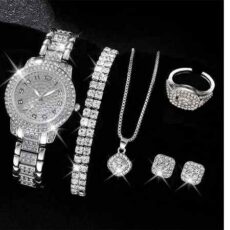 Schmuck und Uhrenset 6teilig - Silber