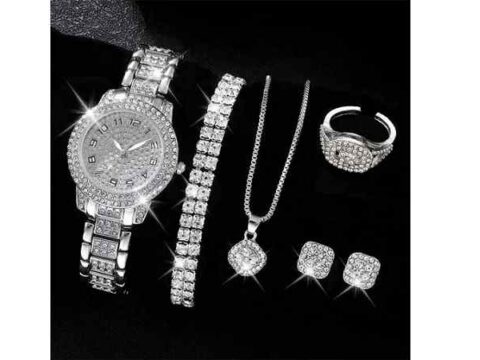 Schmuck und Uhrenset 6teilig - Silber