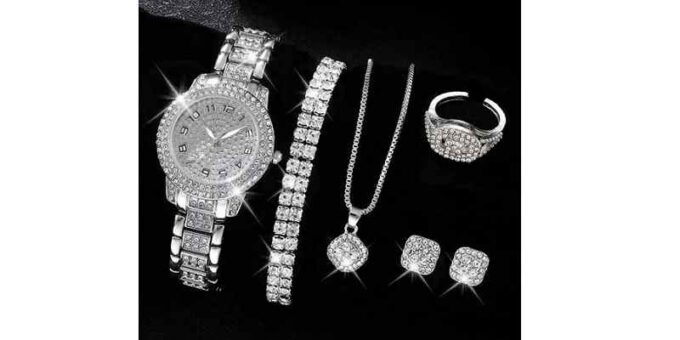 Schmuck und Uhrenset 6teilig - Silber
