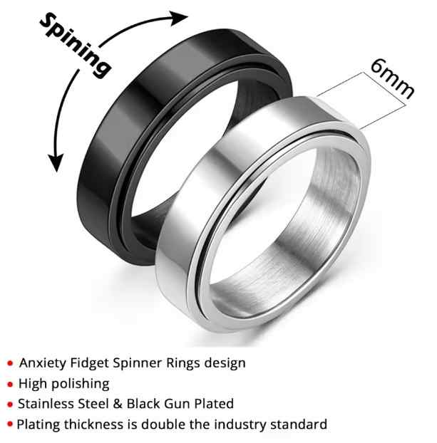 Spinner-Ring in Silber und Schwarz - Details