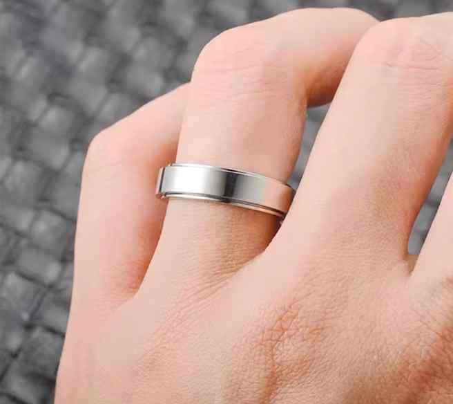 Spinner-Ring in Silber und Schwarz - Unisex Damen und Herren