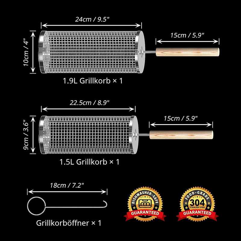 Rollender Grillkorb Abmessungen