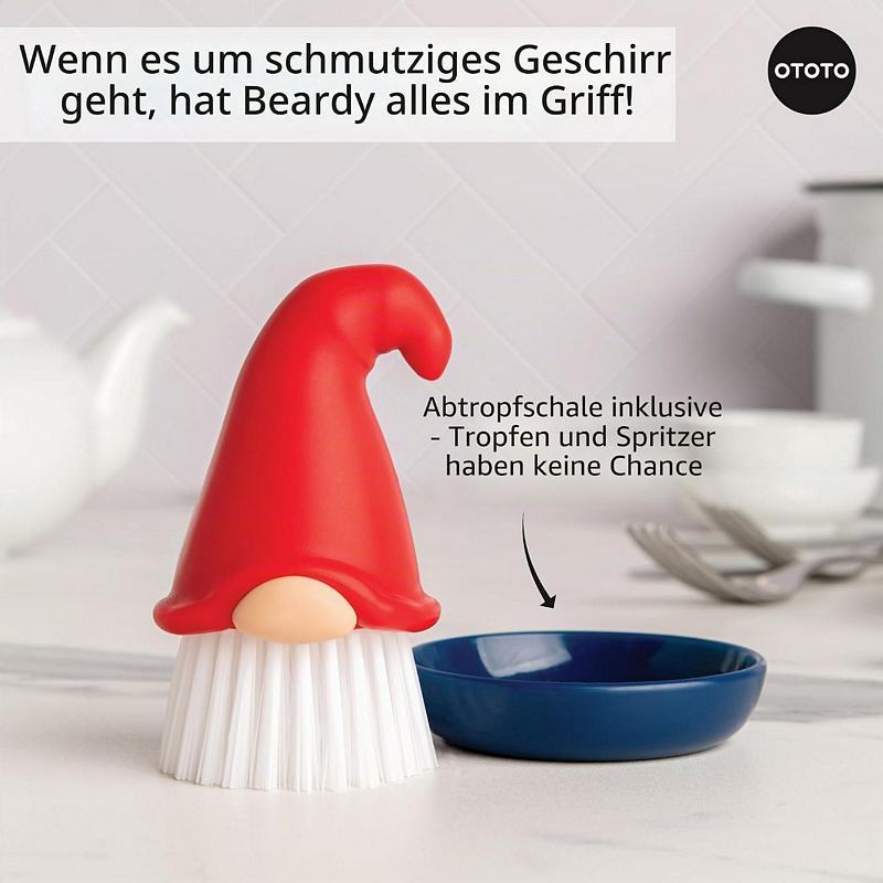 Gerschirrbürste Zwergenform mit Abtropfschale